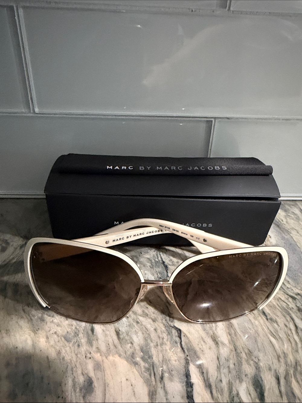 Marc by Marc Jacobs White Frame Sunglasses with Brown Lenses